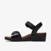 Womens Kacha Twist Black Leather Wedges