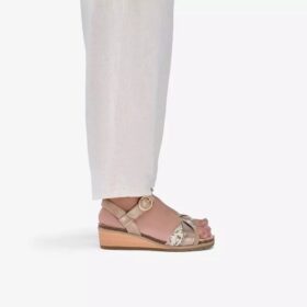 Womens Kacha Twist Taupe Combination Leather Wedges Us
