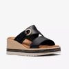 Womens Kidiki Cove Black Leather Wedges