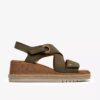 Womens Kidiki Sun Dark Olive Nubuck Wedges