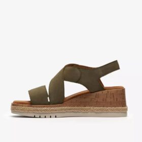 Womens Kidiki Sun Dark Olive Nubuck Wedges