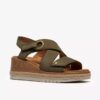 Womens Kidiki Sun Dark Olive Nubuck Wedges