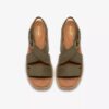 Womens Kidiki Sun Dark Olive Nubuck Wedges