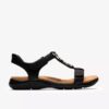 Womens Kitly Gem Black Leather Flat Sandals Womens Kitly Gem Black Leather Flat Sandals
