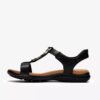 Womens Kitly Gem Black Leather Flat Sandals Womens Kitly Gem Black Leather Flat Sandals