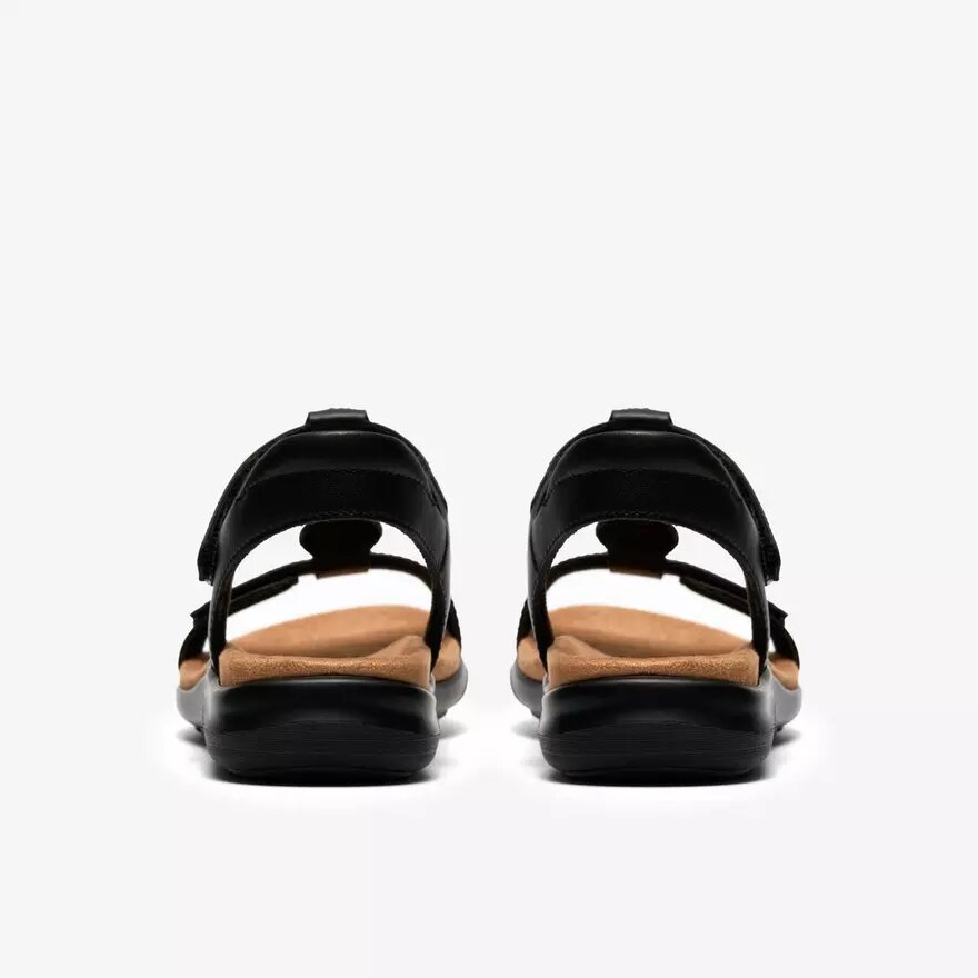 Womens Kitly Gem Black Leather Flat Sandals Womens Kitly Gem Black Leather Flat Sandals