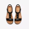 Womens Kitly Gem Black Leather Flat Sandals Womens Kitly Gem Black Leather Flat Sandals
