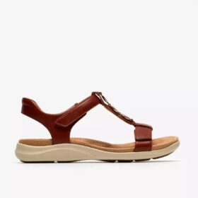 Womens Kitly Gem Burnt Orange Leather Flat Sandals Womens Kitly Gem Burnt Orange Leather Flat Sandals