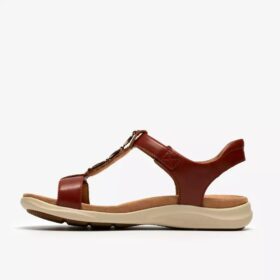 Womens Kitly Gem Burnt Orange Leather Flat Sandals Womens Kitly Gem Burnt Orange Leather Flat Sandals