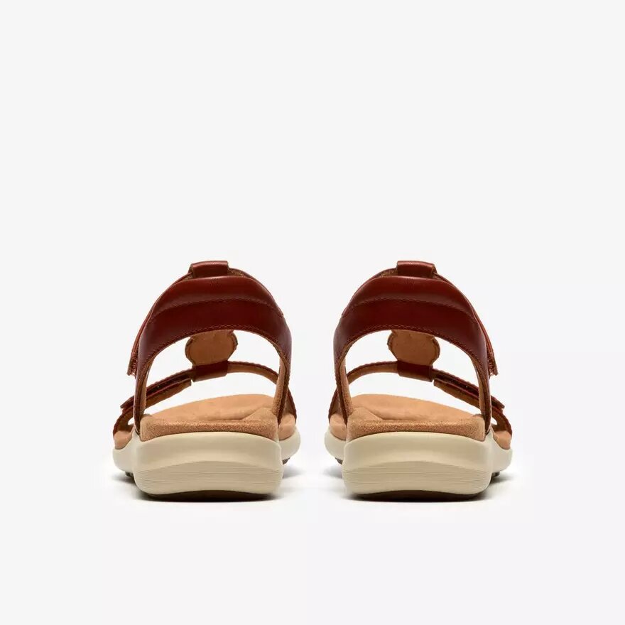 Womens Kitly Gem Burnt Orange Leather Flat Sandals Womens Kitly Gem Burnt Orange Leather Flat Sandals