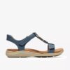 Womens Kitly Gem Denim Blue Leather Flat Sandals Womens Kitly Gem Denim Blue Leather Flat Sandals