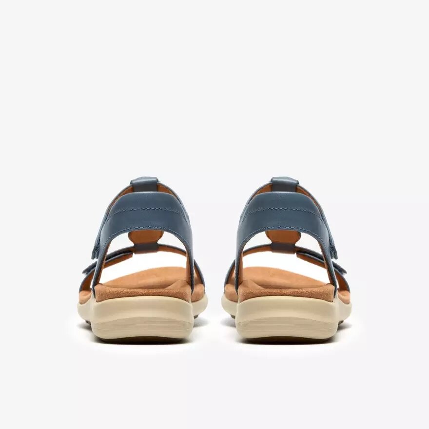 Womens Kitly Gem Denim Blue Leather Flat Sandals Womens Kitly Gem Denim Blue Leather Flat Sandals