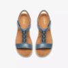 Womens Kitly Gem Denim Blue Leather Flat Sandals Womens Kitly Gem Denim Blue Leather Flat Sandals