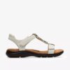 Womens Kitly Gem White Leather Flat Sandals Womens Kitly Gem White Leather Flat Sandals