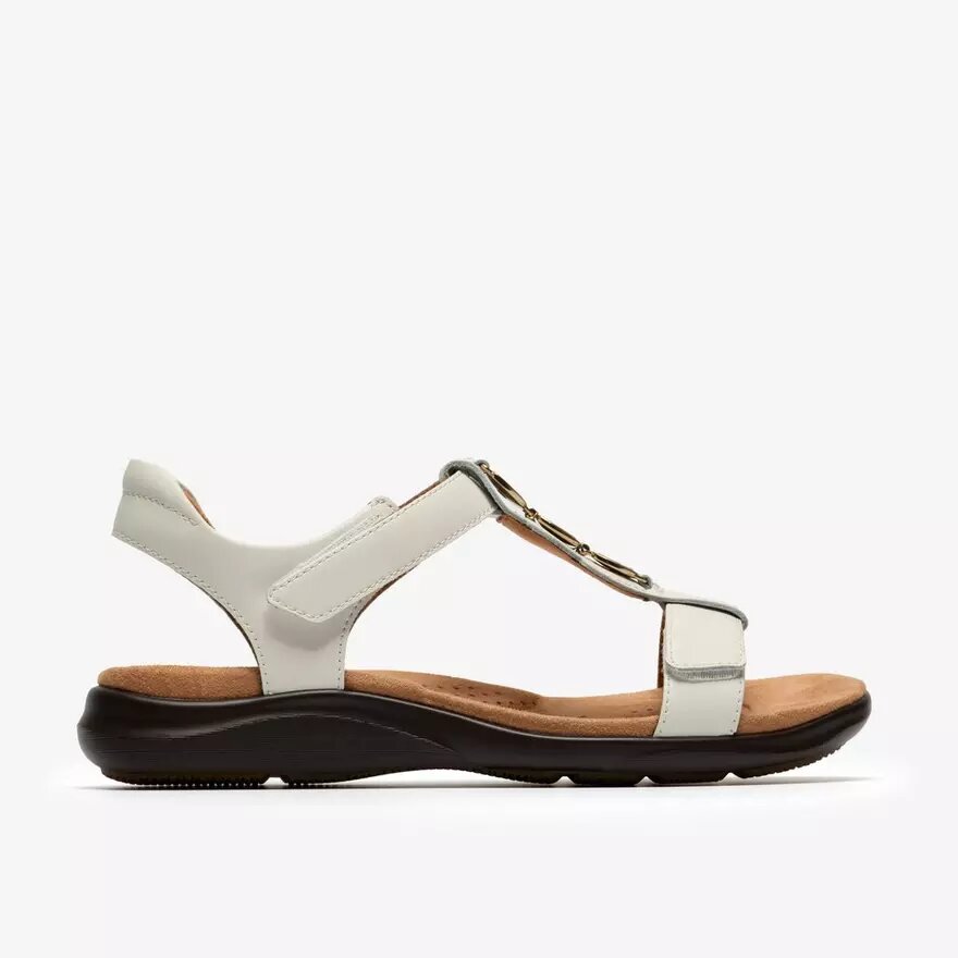 Womens Kitly Gem White Leather Flat Sandals Womens Kitly Gem White Leather Flat Sandals