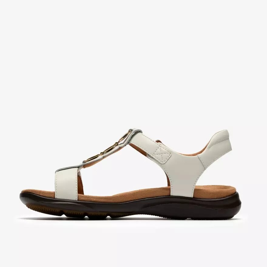 Womens Kitly Gem White Leather Flat Sandals Womens Kitly Gem White Leather Flat Sandals