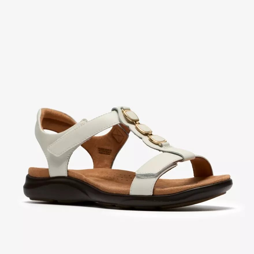 Womens Kitly Gem White Leather Flat Sandals Womens Kitly Gem White Leather Flat Sandals