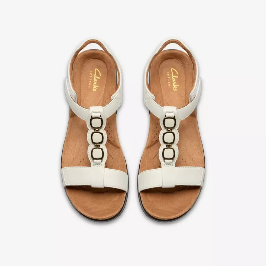 Womens Kitly Gem White Leather Flat Sandals Womens Kitly Gem White Leather Flat Sandals