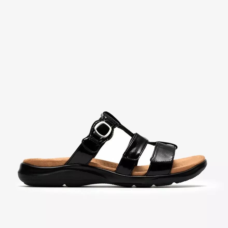 Womens Kitly Pearl Black Patent Flat Sandals Womens Kitly Pearl Black Patent Flat Sandals