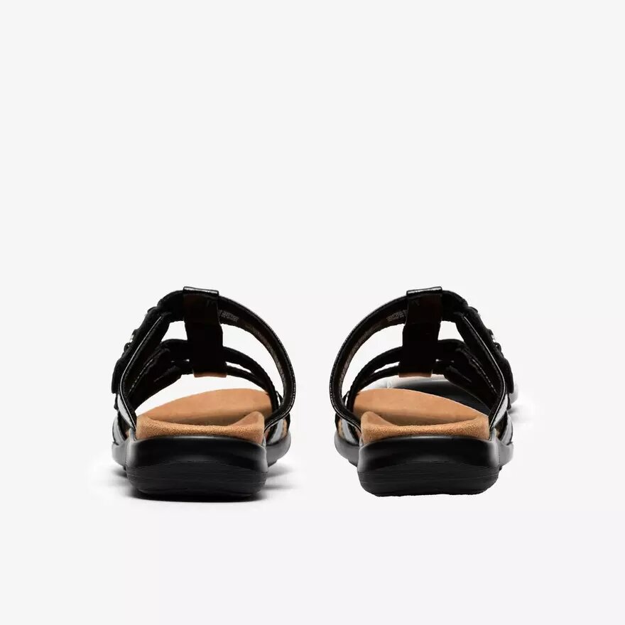 Womens Kitly Pearl Black Patent Flat Sandals Womens Kitly Pearl Black Patent Flat Sandals