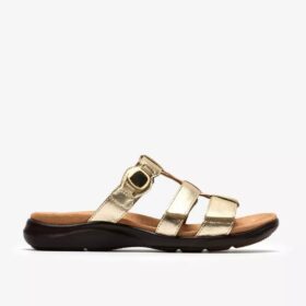 Womens Kitly Pearl Champagne Leather Flat Sandals