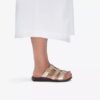 Womens Kitly Pearl Champagne Leather Flat Sandals Womens Kitly Pearl Champagne Leather Flat Sandals