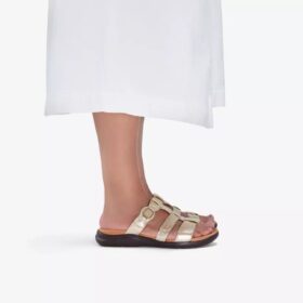 Womens Kitly Pearl Champagne Leather Flat Sandals