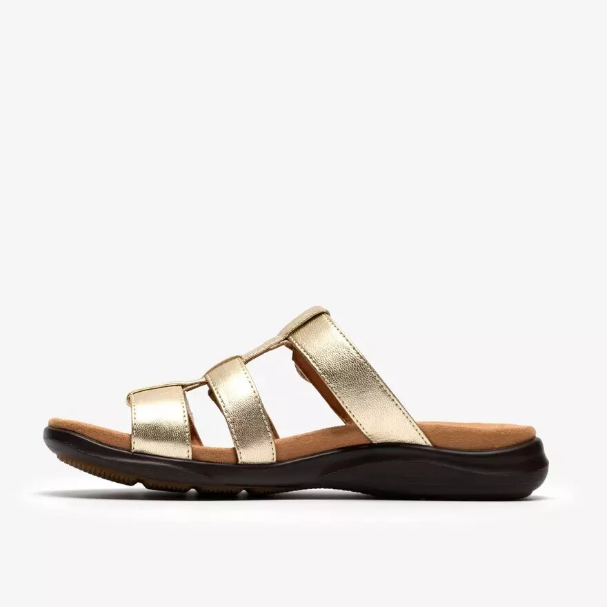 Womens Kitly Pearl Champagne Leather Flat Sandals Womens Kitly Pearl Champagne Leather Flat Sandals
