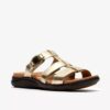Womens Kitly Pearl Champagne Leather Flat Sandals Womens Kitly Pearl Champagne Leather Flat Sandals