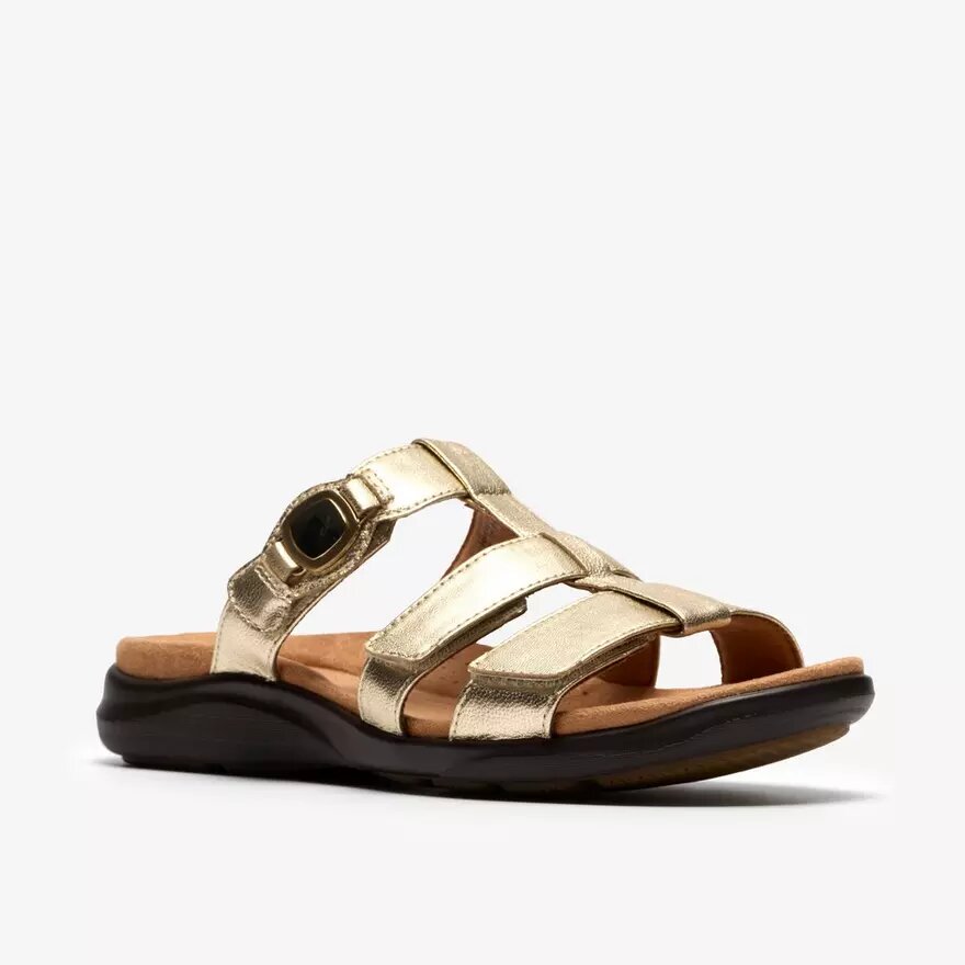 Womens Kitly Pearl Champagne Leather Flat Sandals Womens Kitly Pearl Champagne Leather Flat Sandals