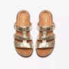 Womens Kitly Pearl Champagne Leather Flat Sandals Womens Kitly Pearl Champagne Leather Flat Sandals