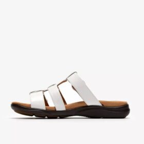 Womens Kitly Pearl White Patent Flat Sandals