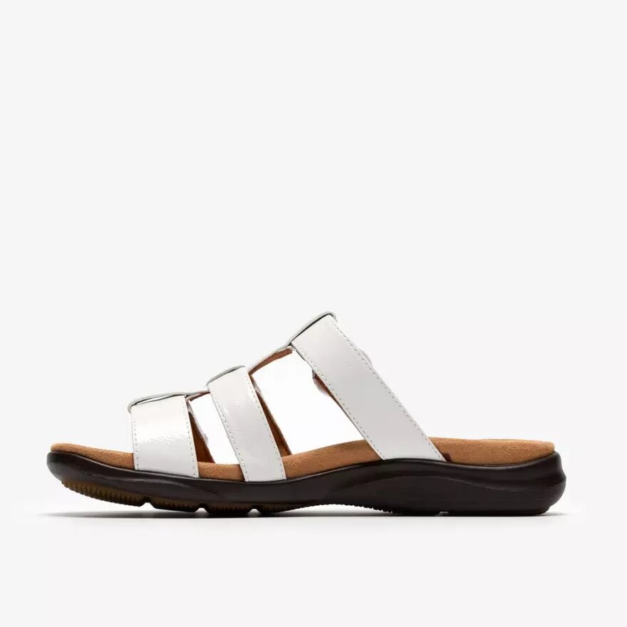 Womens Kitly Pearl White Patent Flat Sandals Womens Kitly Pearl White Patent Flat Sandals