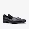 Womens Krystine Lily Black Leather Slip-Ons