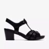 Womens Kymber Glow Black Leather Heeled Sandals Womens Kymber Glow Black Leather Heeled Sandals