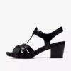 Womens Kymber Glow Black Leather Heeled Sandals Womens Kymber Glow Black Leather Heeled Sandals