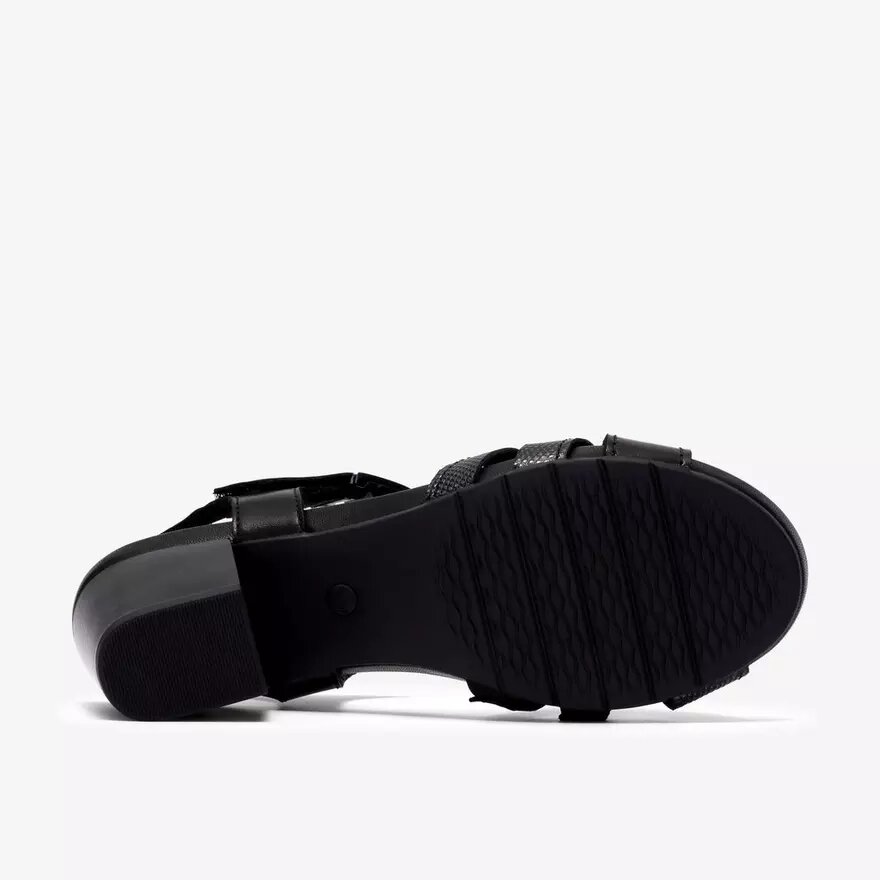 Womens Kymber Glow Black Leather Heeled Sandals Womens Kymber Glow Black Leather Heeled Sandals
