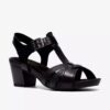 Womens Kymber Glow Black Leather Heeled Sandals Womens Kymber Glow Black Leather Heeled Sandals