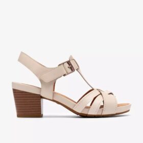Womens Kymber Glow Cream Leather Heeled Sandals