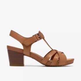 Womens Kymber Glow Tan Leather Heeled Sandals