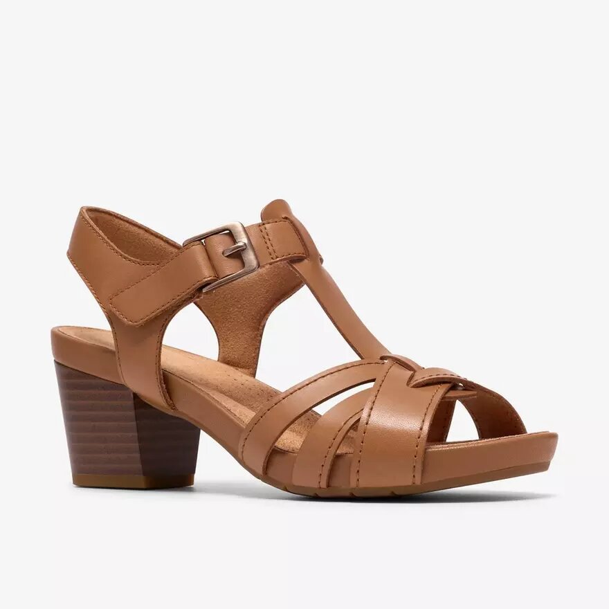 Womens Kymber Glow Tan Leather Heeled Sandals Womens Kymber Glow Tan Leather Heeled Sandals