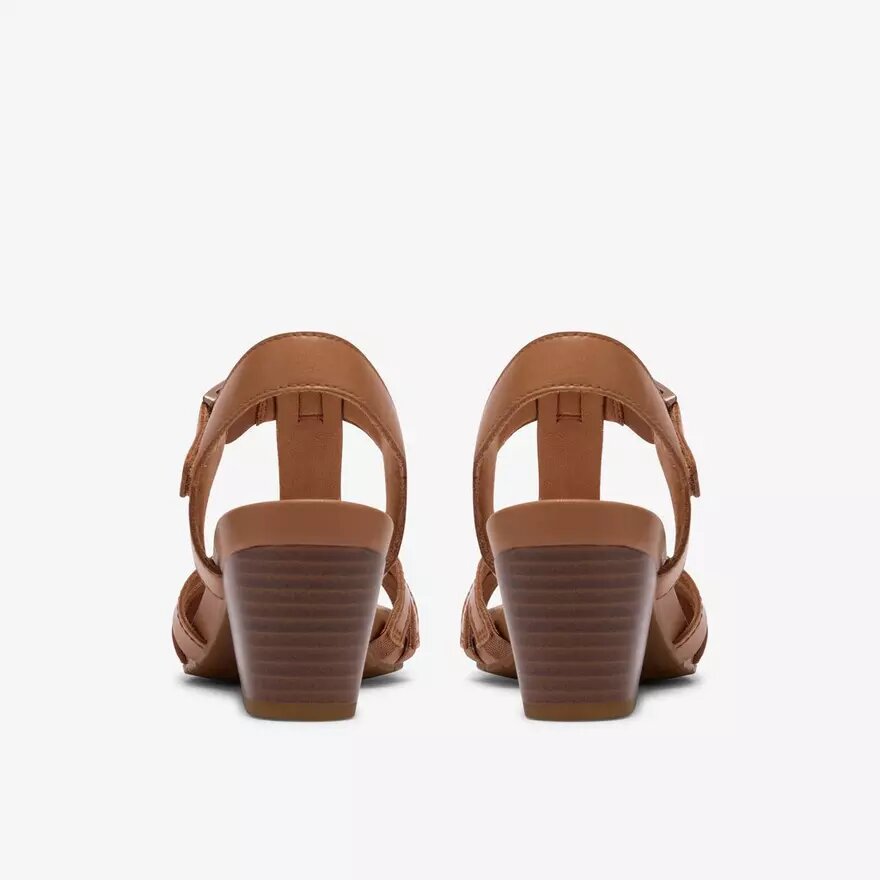 Womens Kymber Glow Tan Leather Heeled Sandals Womens Kymber Glow Tan Leather Heeled Sandals