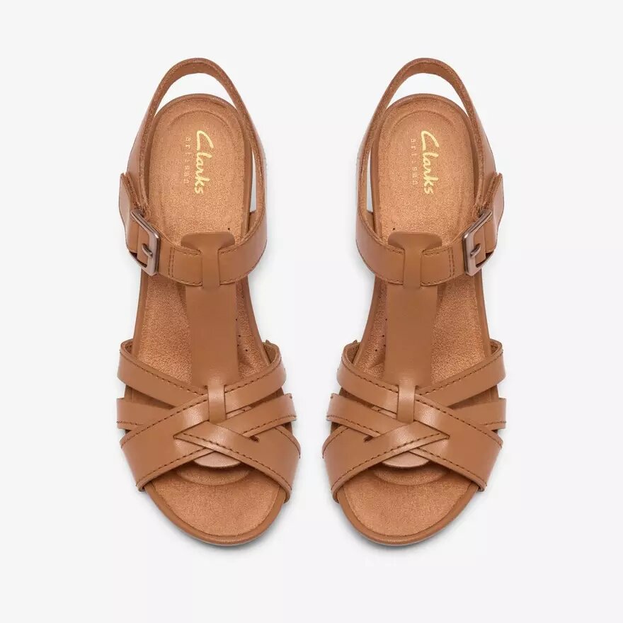 Womens Kymber Glow Tan Leather Heeled Sandals Womens Kymber Glow Tan Leather Heeled Sandals