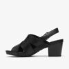 Womens Kymber Shine Black Leather Heeled Sandals