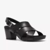 Womens Kymber Shine Black Leather Heeled Sandals