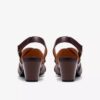 Womens Kymber Shine Dark Brown Leather Heeled Sandals