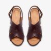 Womens Kymber Shine Dark Brown Leather Heeled Sandals