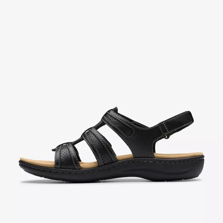 Womens Laurieann Ivy Black Leather Flat Sandals Womens Laurieann Ivy Black Leather Flat Sandals