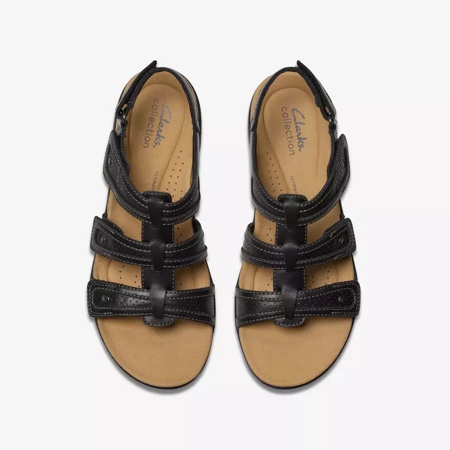 Womens Laurieann Ivy Black Leather Flat Sandals Womens Laurieann Ivy Black Leather Flat Sandals