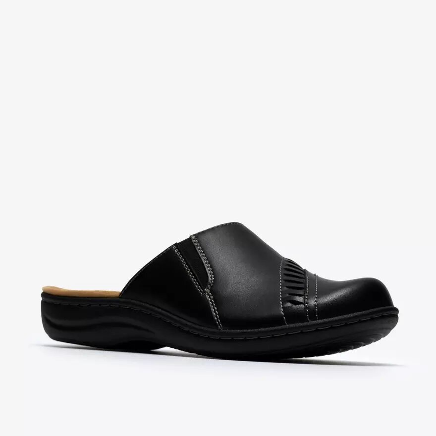 Womens Laurieann Lux Black Leather Clogs & Mules Womens Laurieann Lux Black Leather Clogs & Mules